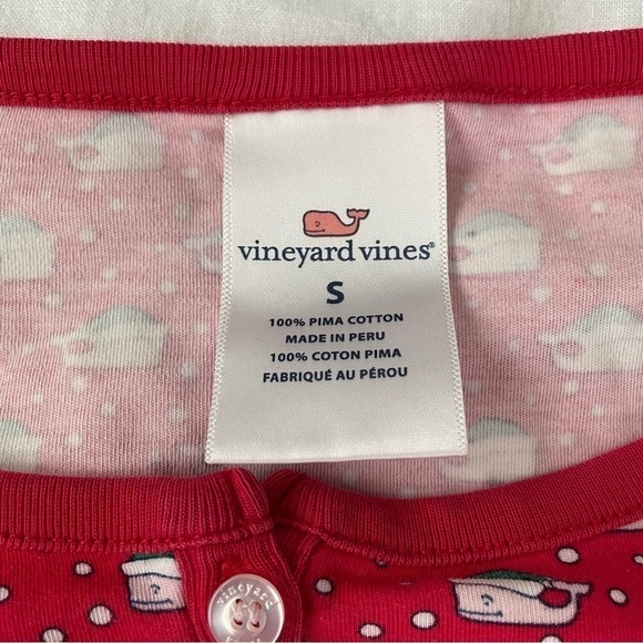 Vineyard Vines SMALL pajama top christmas holiday whale santa pima cotton red - Picture 3 of 6